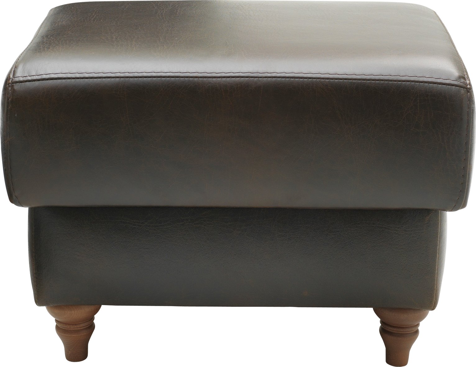 Argos Home Argyll Leather Storage Footstool - Dark Brown