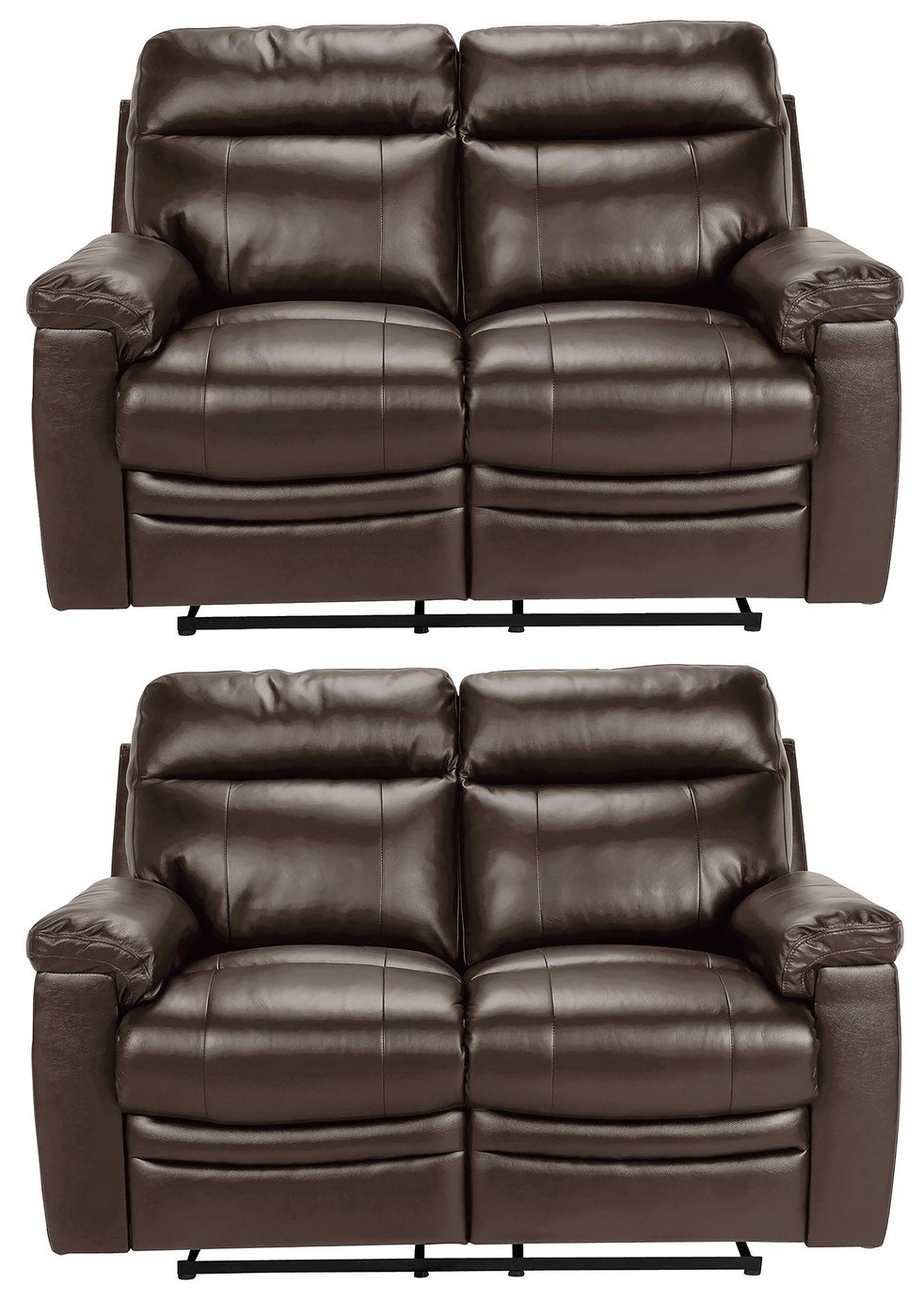 Argos Home Paolo Pair of 2 Seater Manual Recline Sofa -Brown