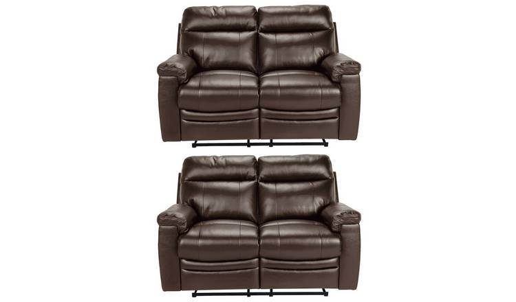 Argos Home Paolo Pair of 2 Seater Manual Recline Sofa -Brown