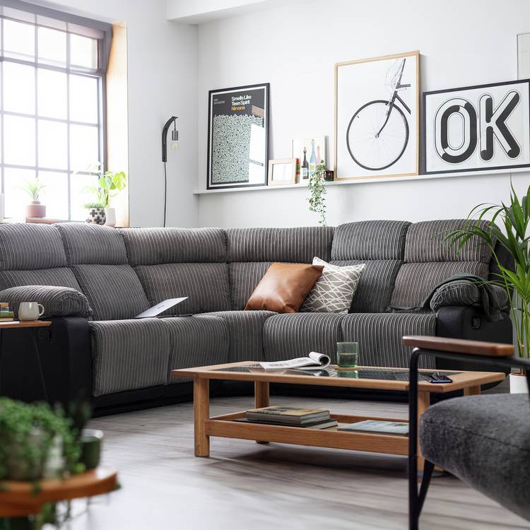 Argos Home Bradley Fabric Recliner Corner Sofa - Charcoal 0