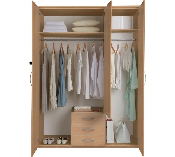 Buy Collection New Hallingford 3 Dr 3 Drw Mirror Wardrobe-Beech at ...