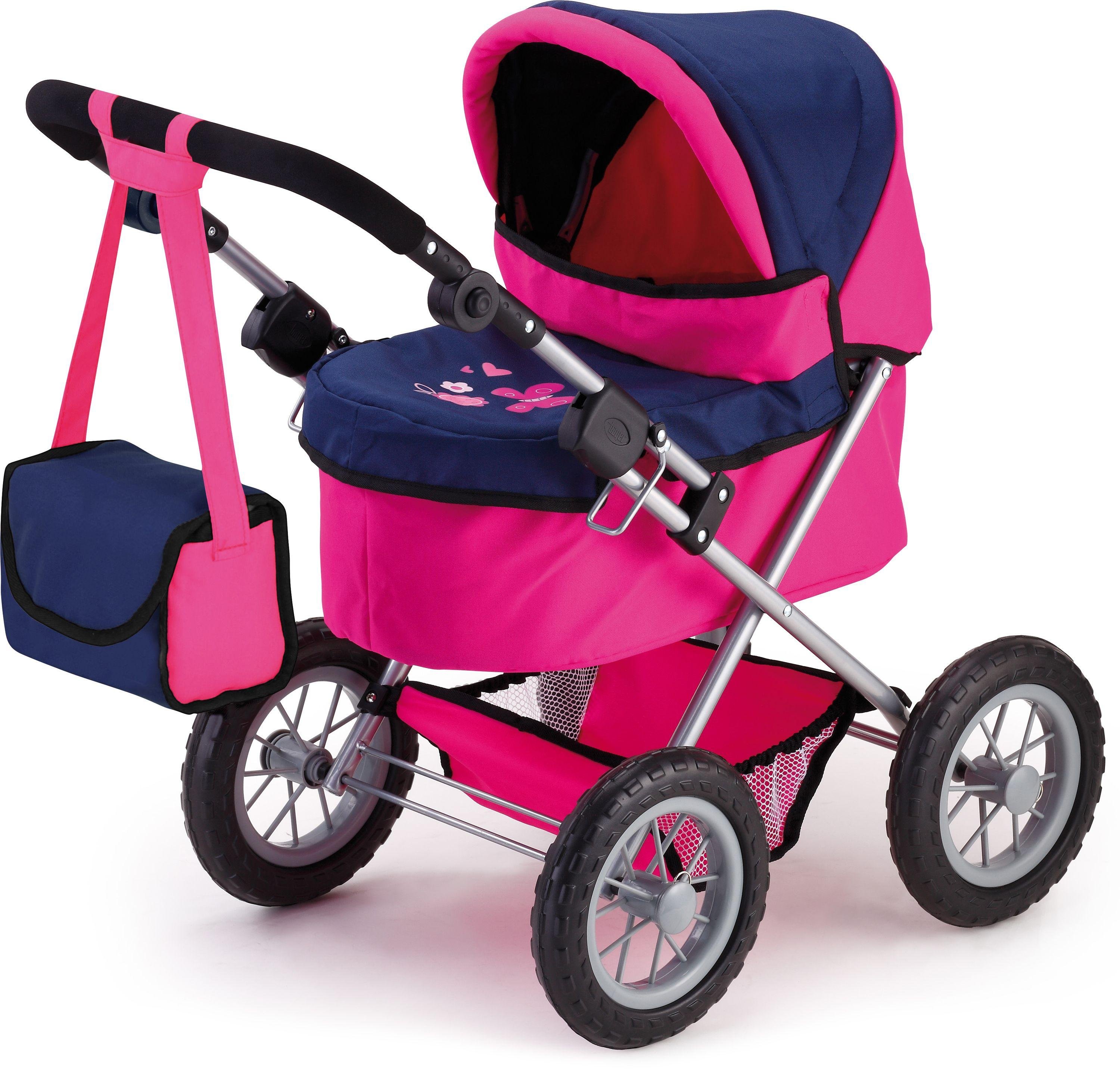 Bayer Trendy Dolls Pram - Pink and Dark Blue