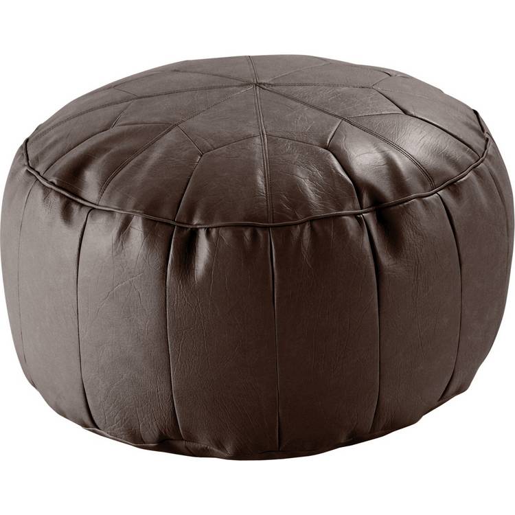 Kaikoo Moroccan Faux Leather Footstool - Chocolate 0