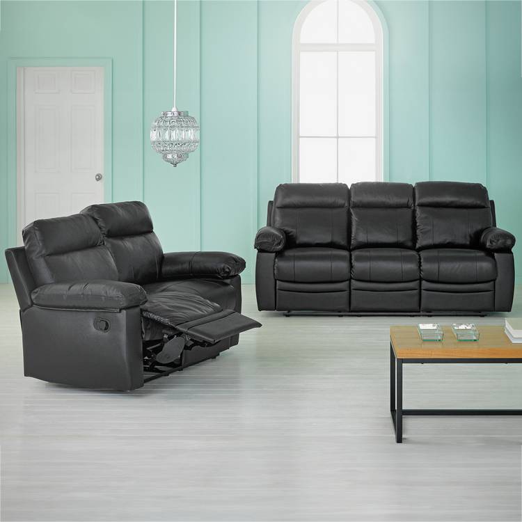 Argos Home Paolo 2 & 3 Seater Manual Recliner Sofas - Black 0