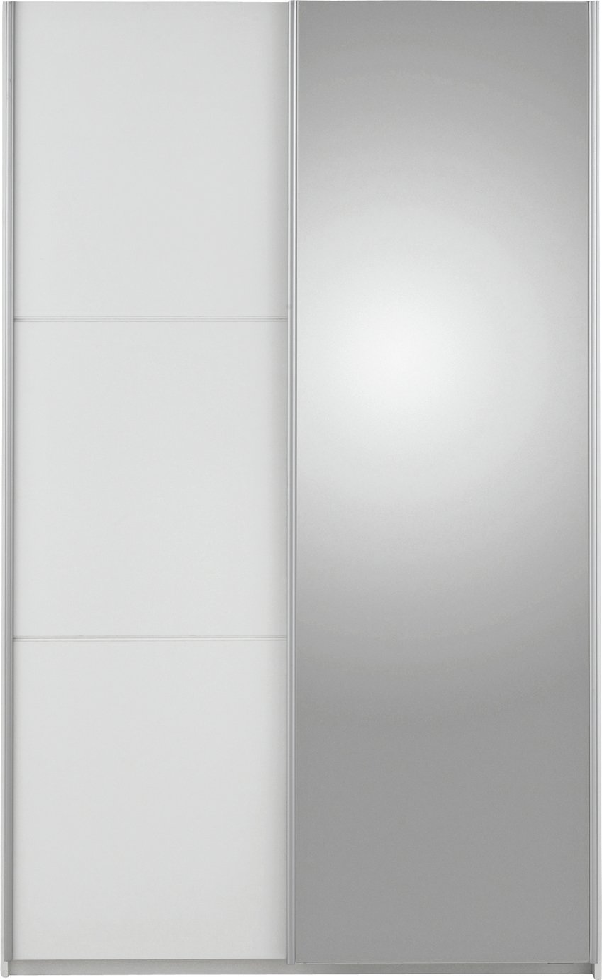 Hygena Bergen 2 Door Medium Mirrored Sliding Wardrobe -White