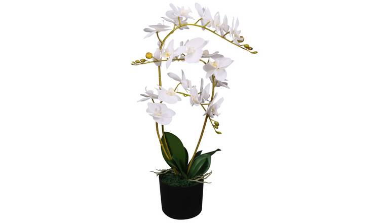 Walplus Artificial Orchid Plant with Pot - White - 65 cm