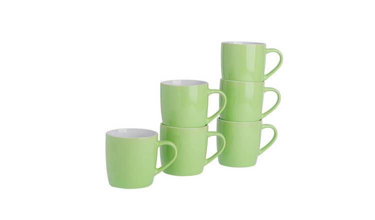 Argon Tableware Coloured Coffee Mugs - 350ml - Green - Pack of 6