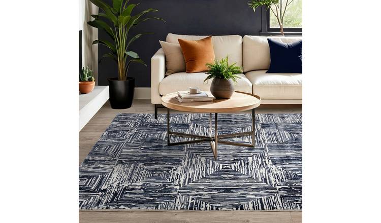 Mega Flooring Blue Modern Striped Rug - 200 x 290cm