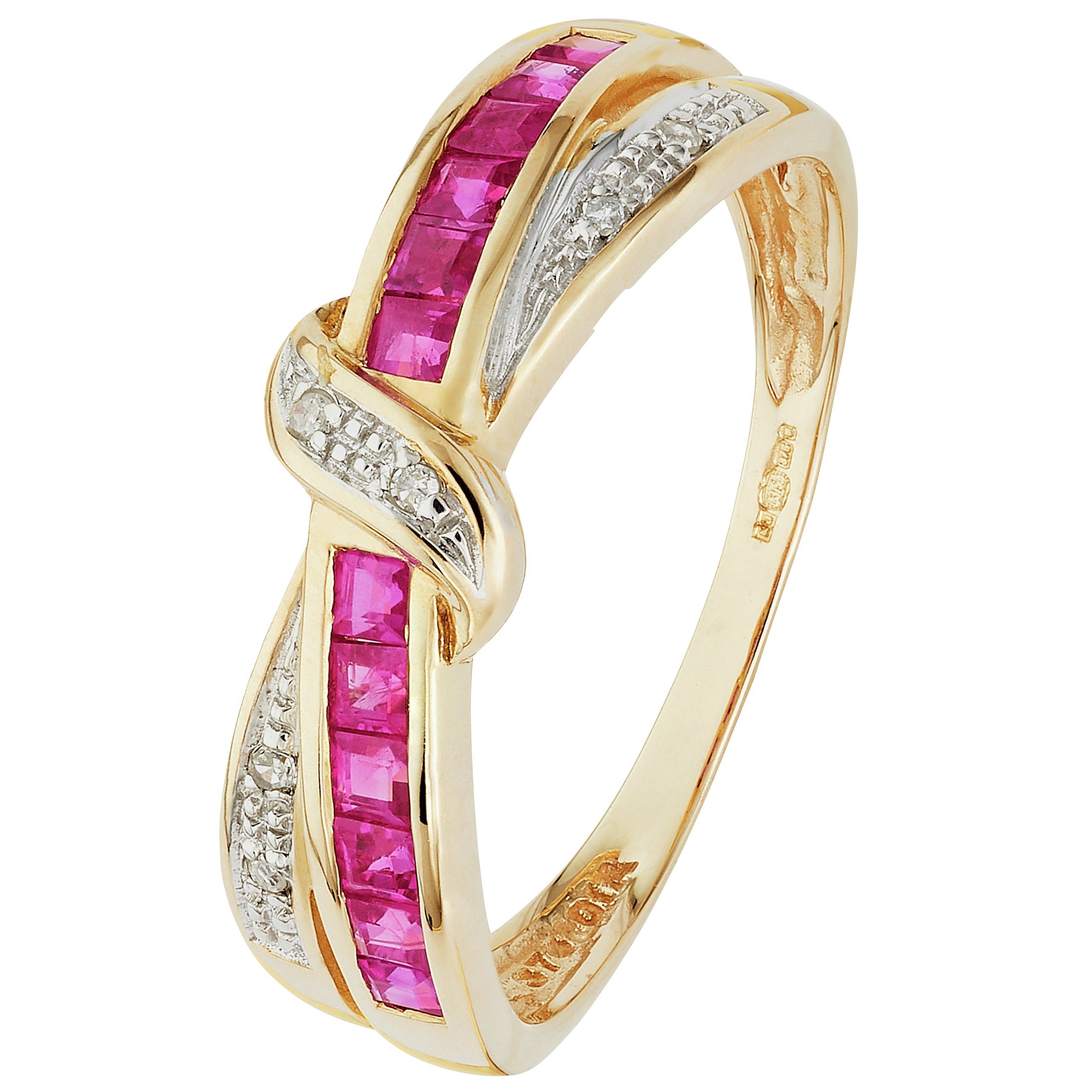 Revere 9ct Yellow Gold Ruby & Diamond Eternity Ring