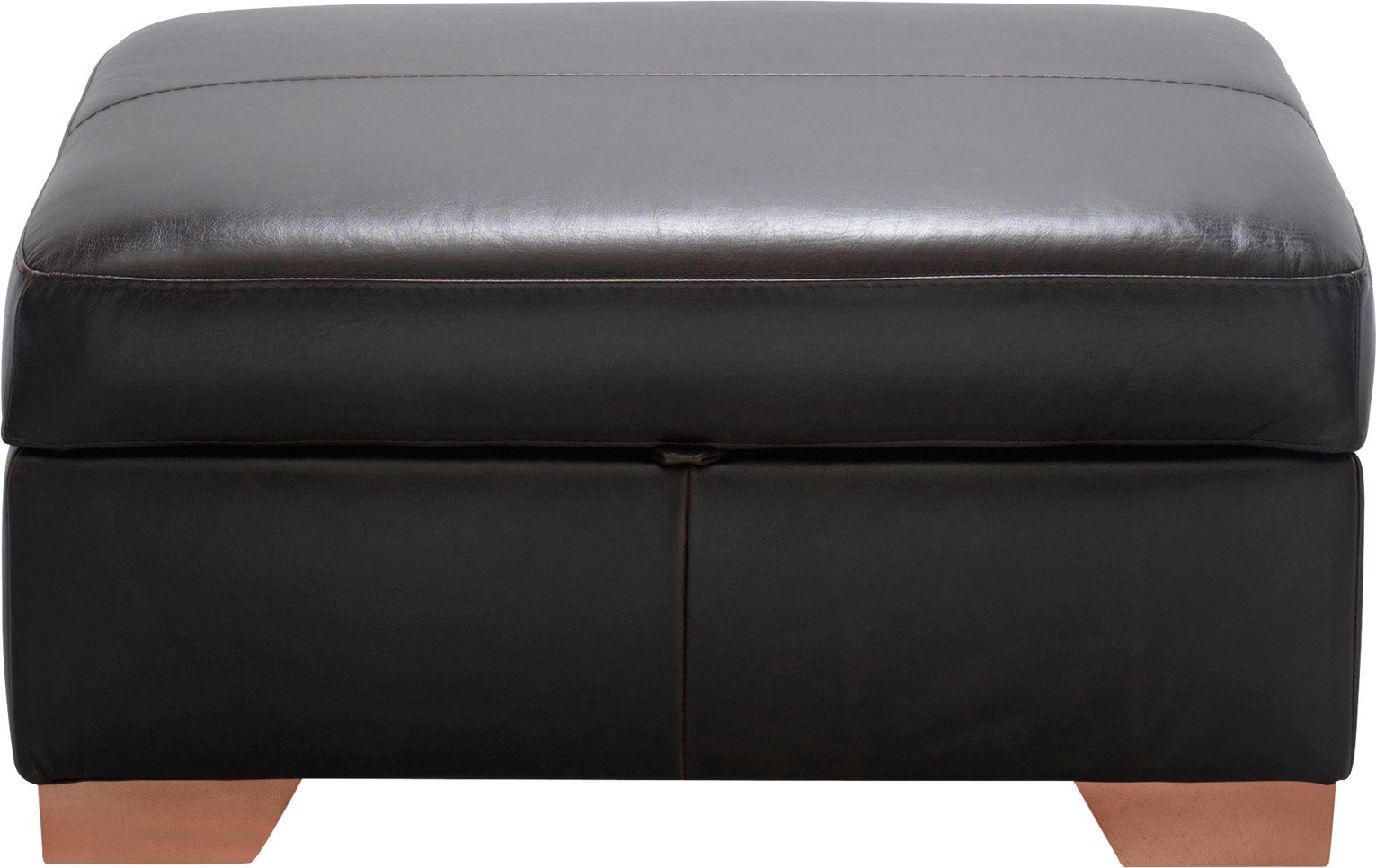 Habitat Eton Leather Storage Footstool - Dark Brown