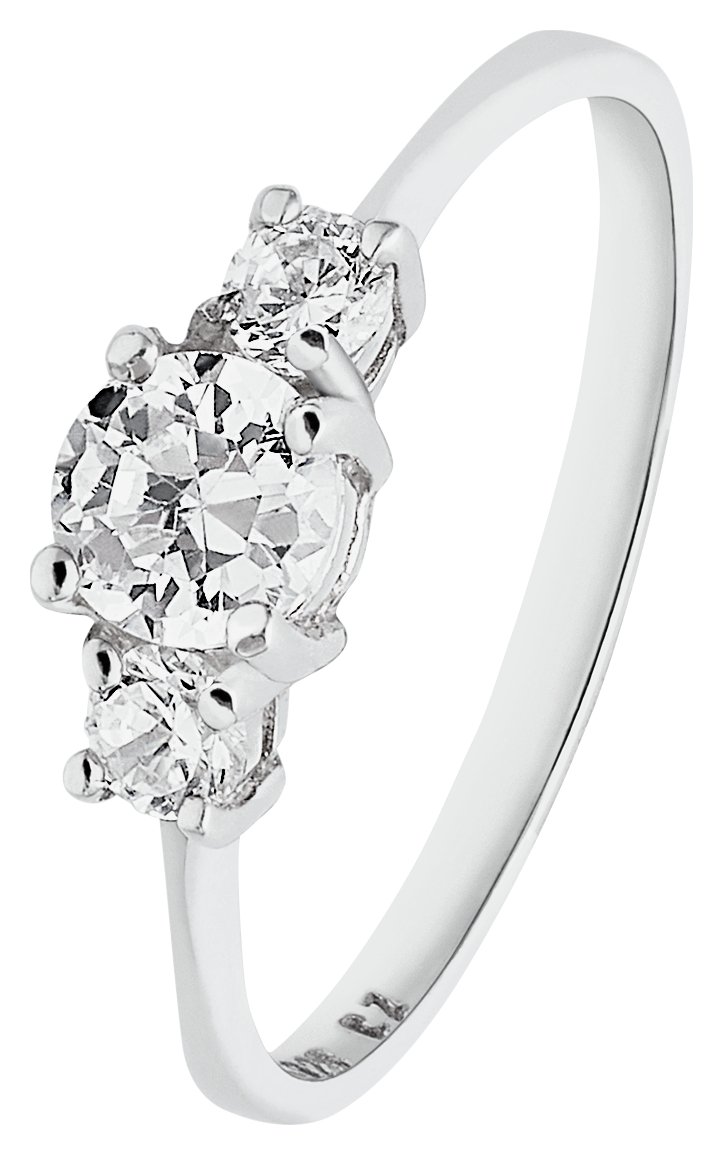 Revere Sterling Silver Cubic Zirconia 3 Stone Ring