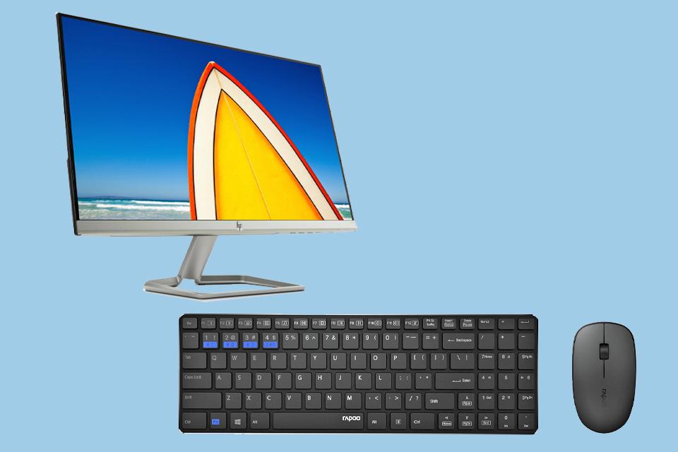 PC monitor, keyboard and mouse.