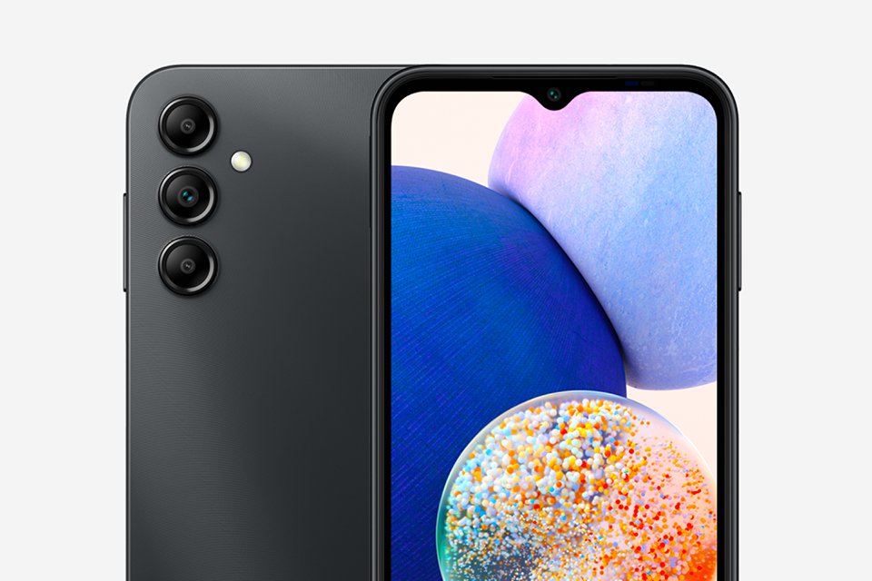 Two Samsung Galaxy A14 5G smartphones.