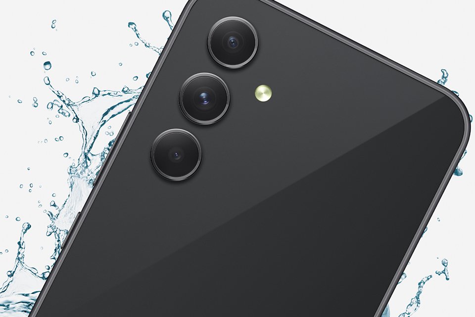 The back side of a Samsung Galaxy A54 5G smartphone.