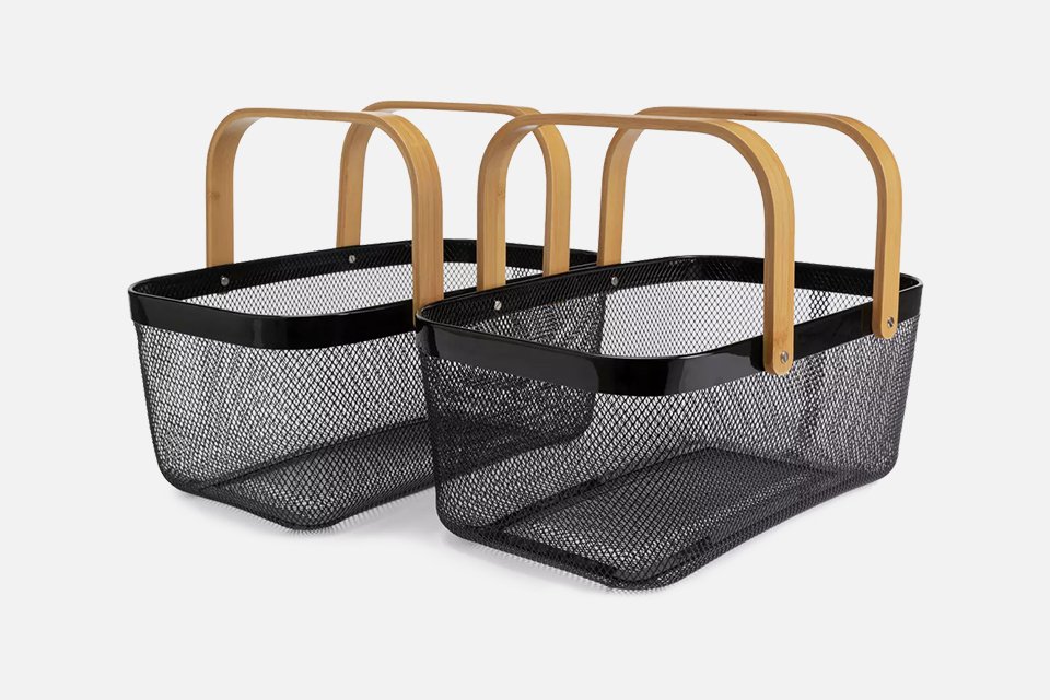 Habitat Large Pack of 2 Mesh Storage Basket in black colour.