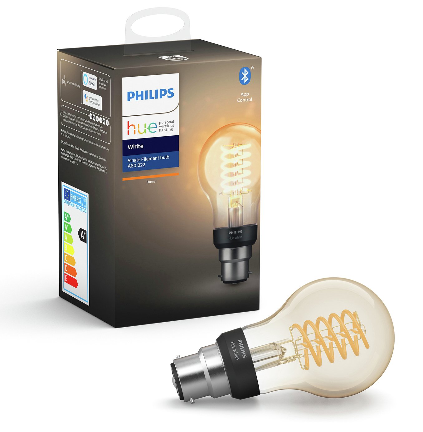 Philips Hue B22 White Smart Filament Bulb with Bluetooth