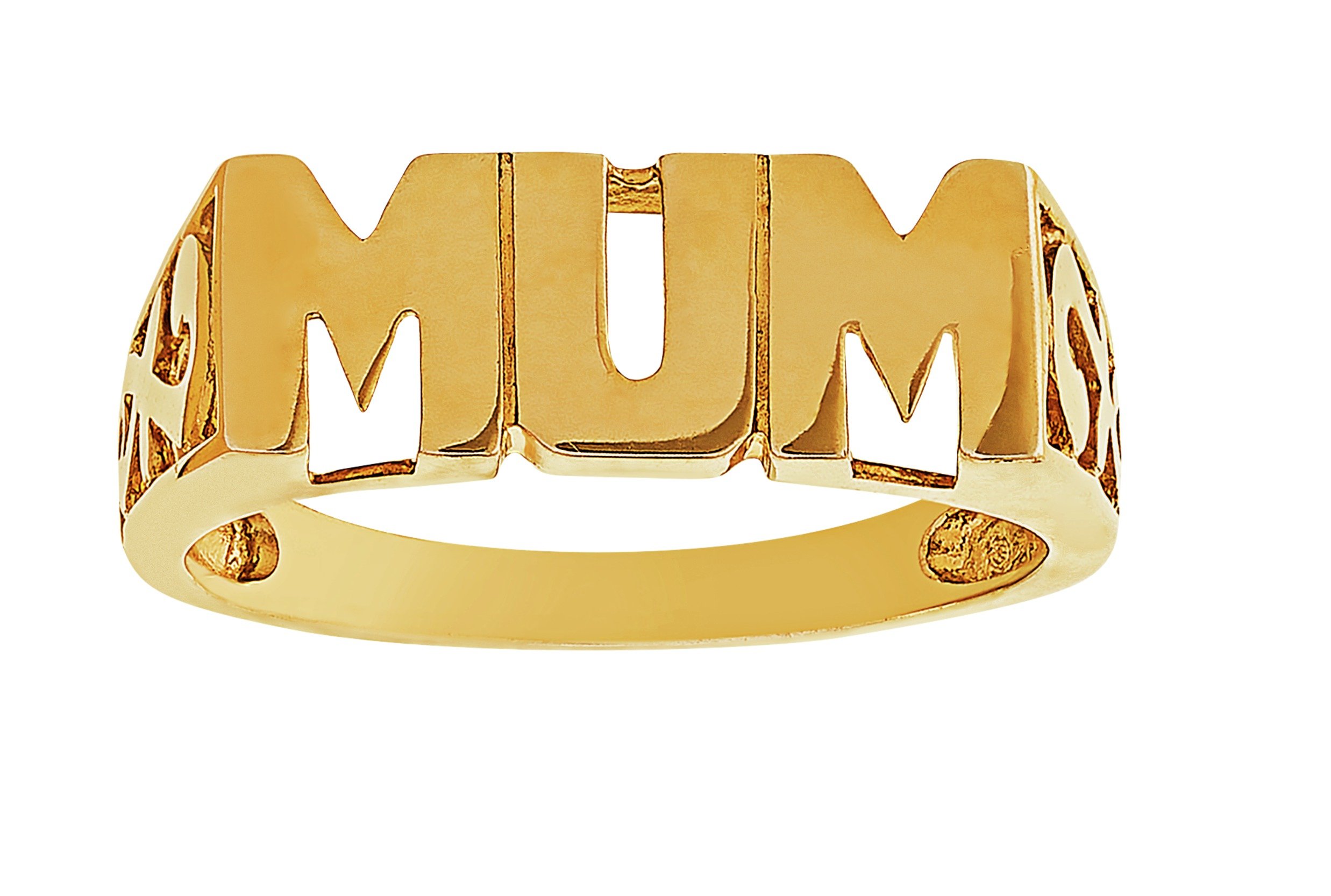 Moon & Back 9ct Gold Plated Sterling Silver 'Mum' Ring