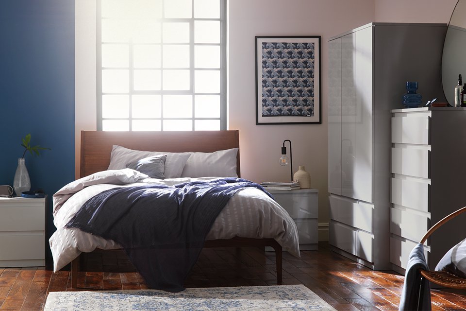 Habitat Jenson 4 piece package in grey colour and gloss finish.