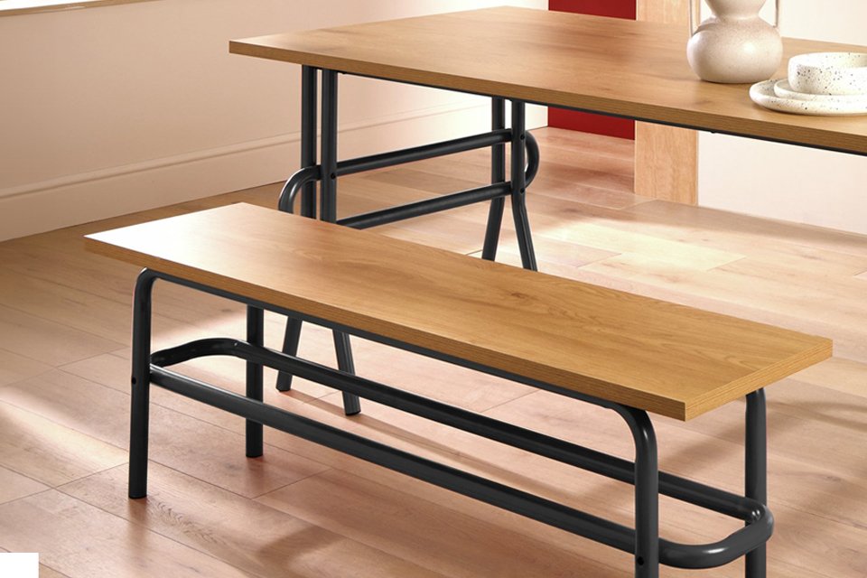 A Habitat Ballon black dining bench.