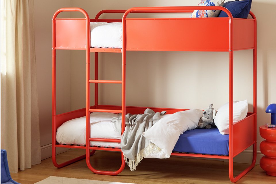 A Habitat Rory Bunk bed package in red. 