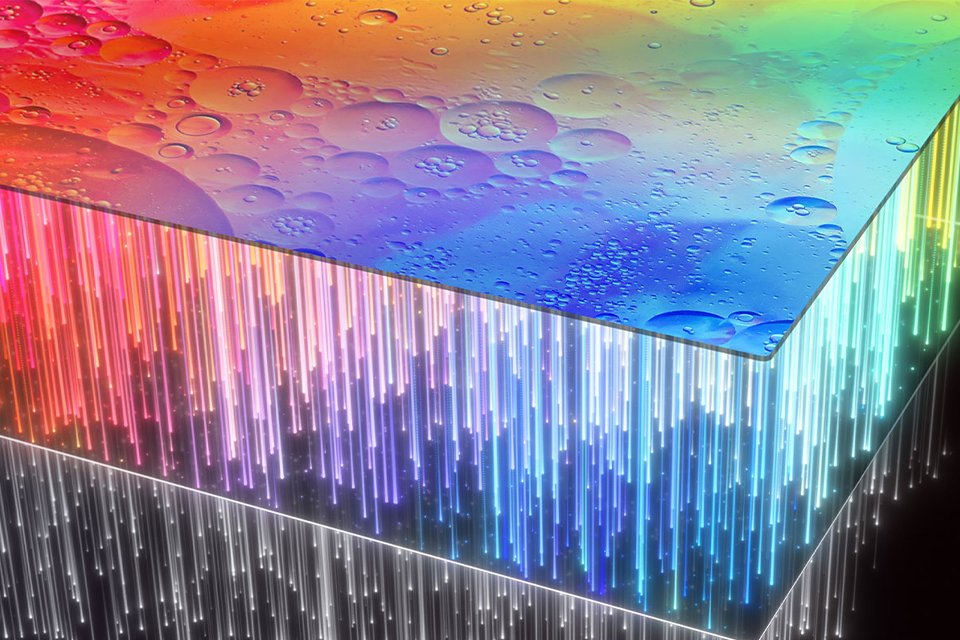 Mini LED contrast shown with bright lights and deep blacks.