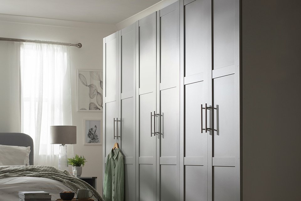 Habitat Munich Panelled 6 Door Wardrobe in grey colour.
