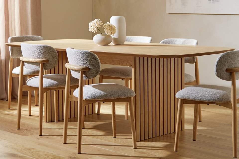 Habitat Crishel Oak Dining Table & 6 Natural Chairs.