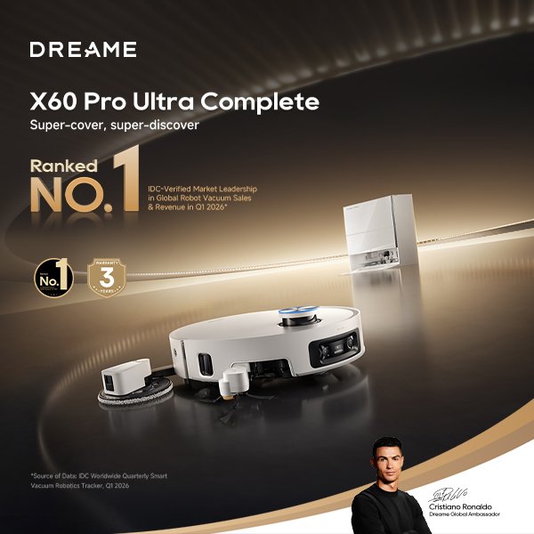 Dreame. New Dreame X60 Pro Ultra Complete. Redefines home cleaning.
