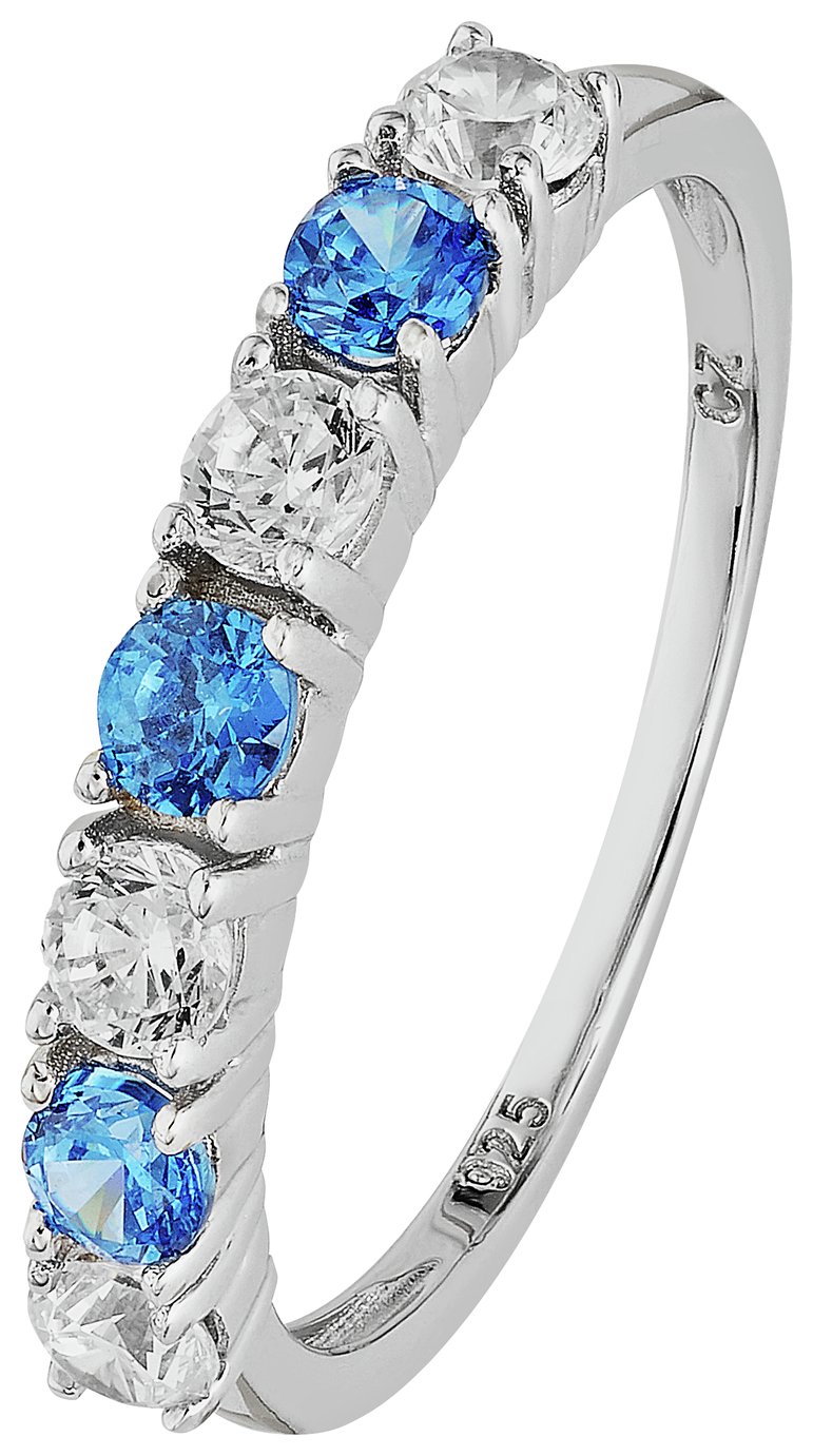 Revere Sterling Silver Topaz & White Eternity Ring