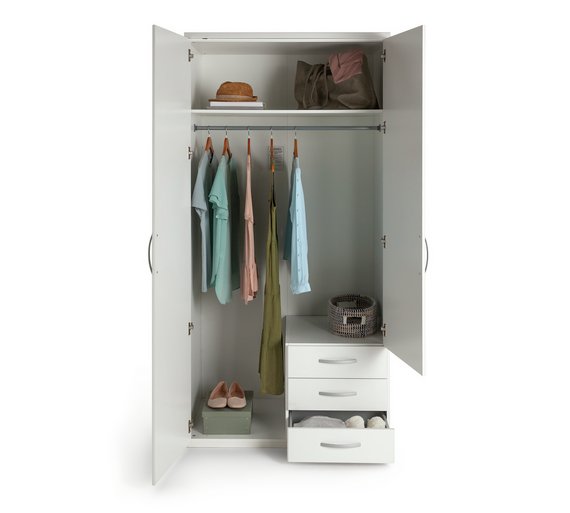 Buy Collection New Hallingford 2 Dr 3 Drw Mirror Wardrobe-White at ...