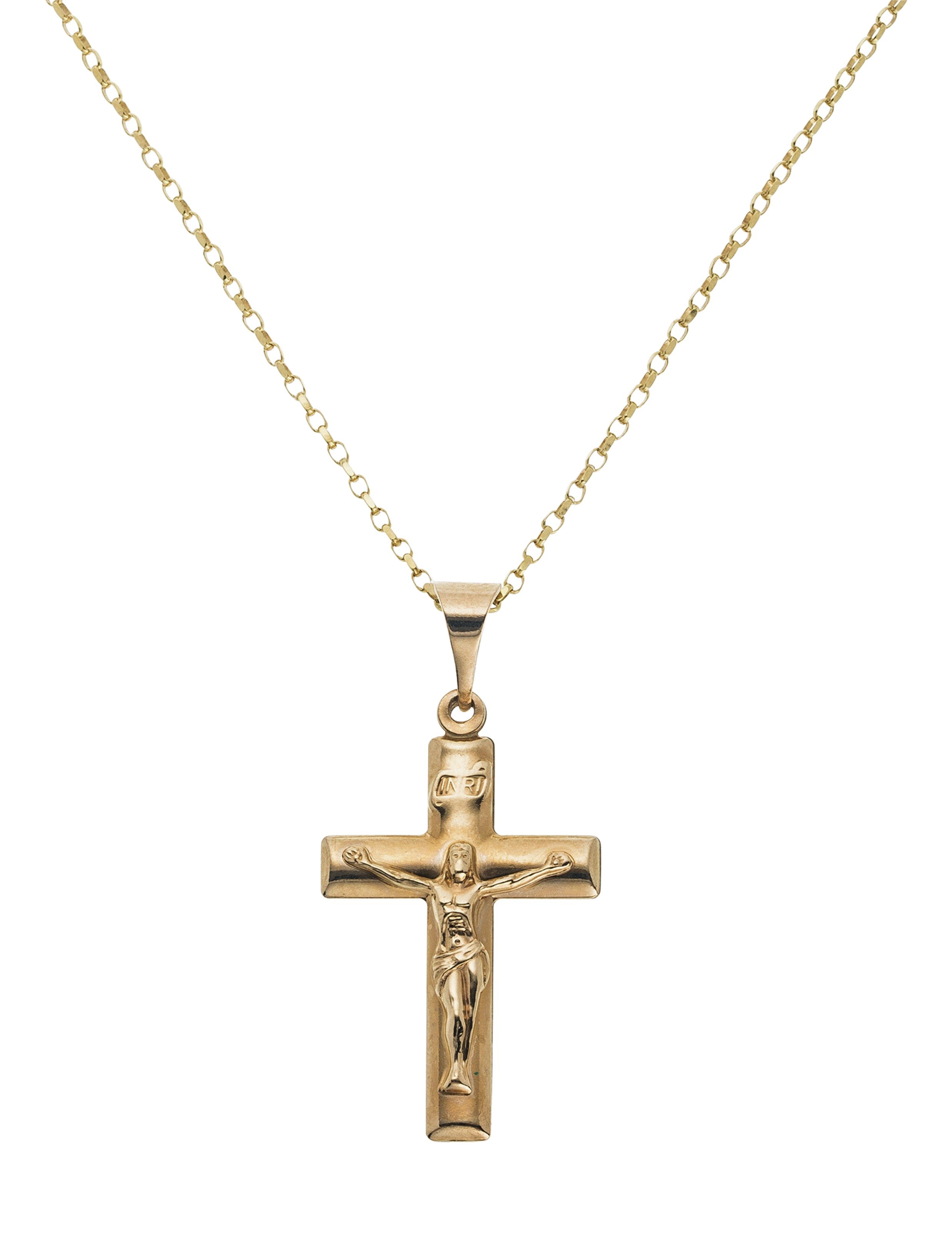 Revere 9ct Gold Crucifix Pendant 20 Inch Necklace