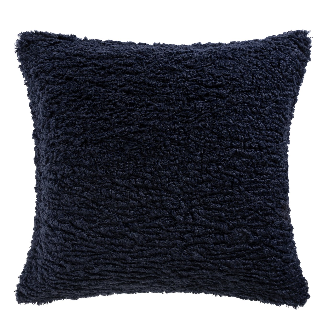 Habitat Plain Faux Shearling Cushion - Navy - 50x50cm 