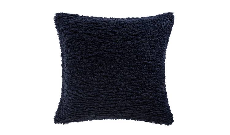 Buy Habitat Plain Faux Shearling Cushion Navy 50x50cm Cushions Argos