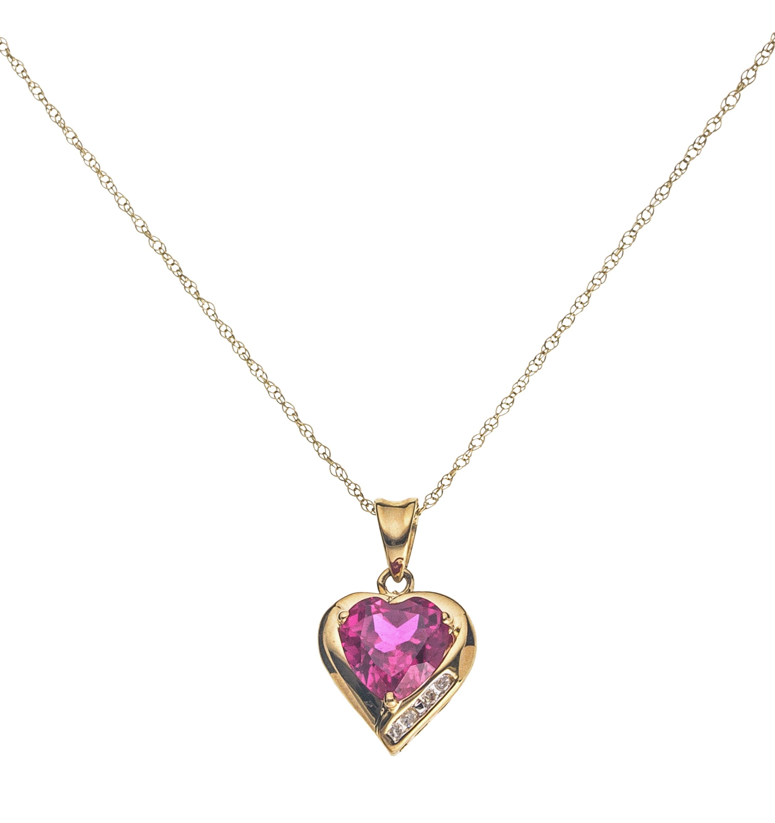 Revere 9ct Gold Diamond Heart Pendant 18 Inch Necklace