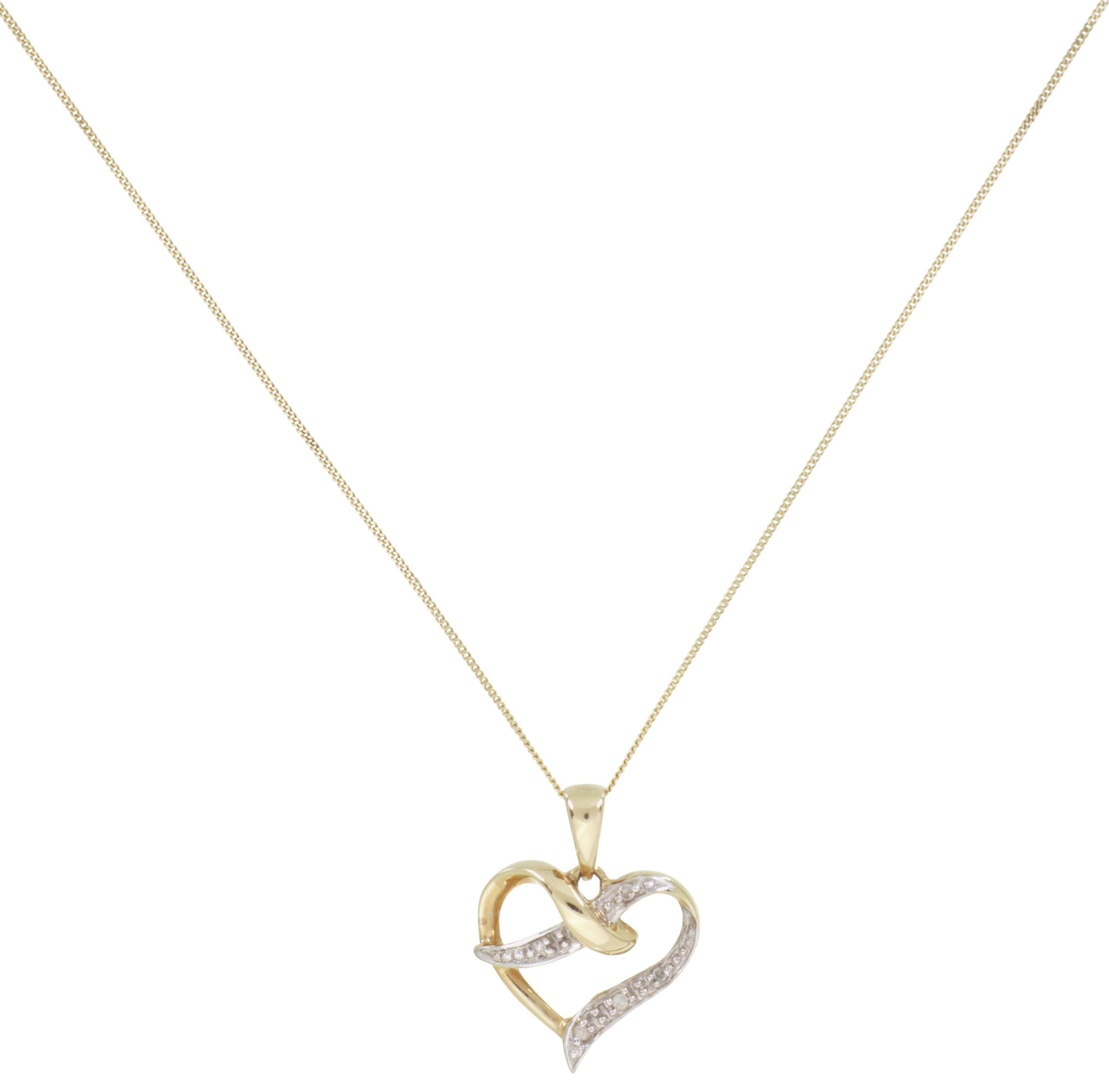 Revere 9ct Gold Accent Heart Pendant Necklace