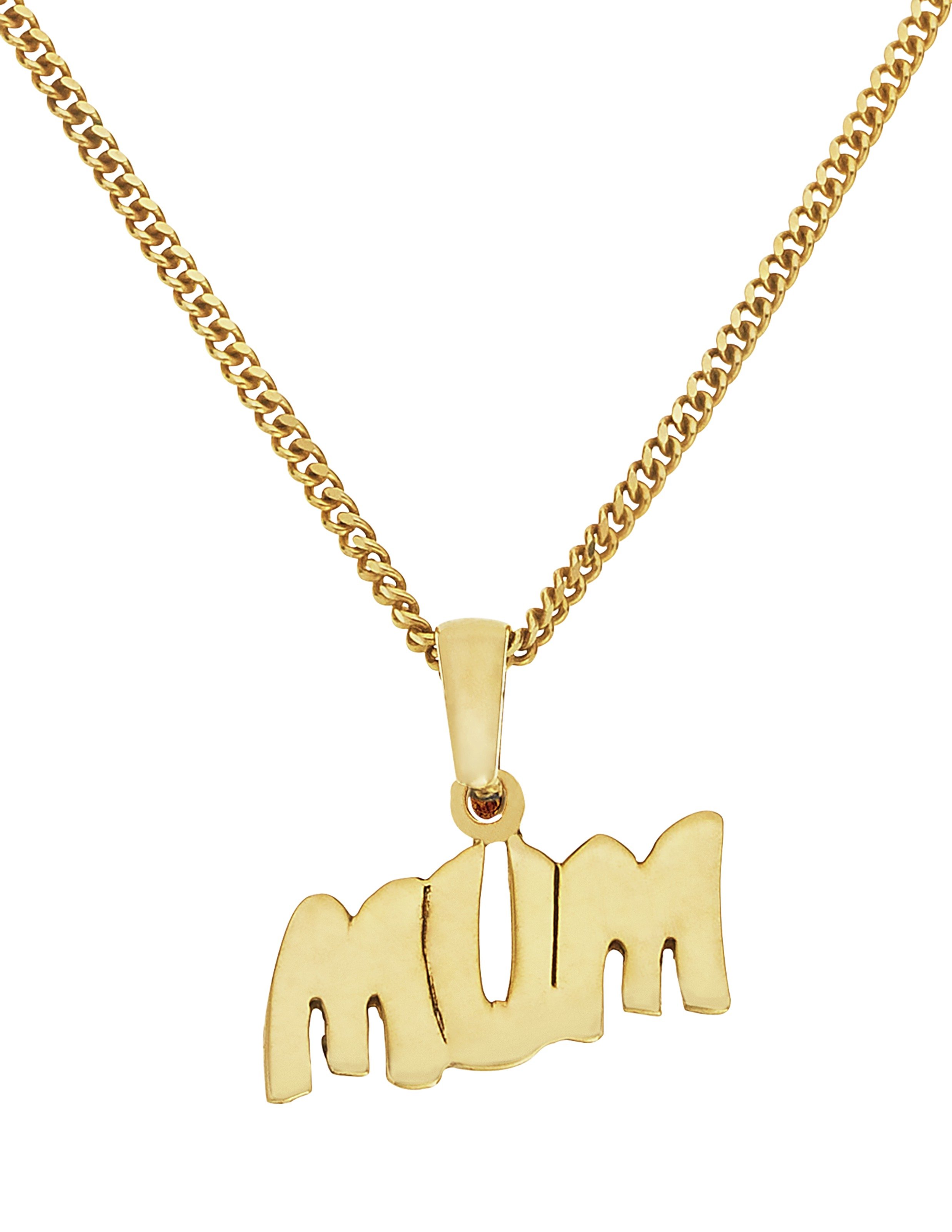 Moon & Back Gold Plated Silver 'Mum' Pendant 16in Necklace