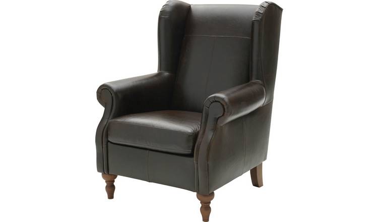 Buy Argos Home Argyll Leather High Back Chair - Dark Brown | Armchairs