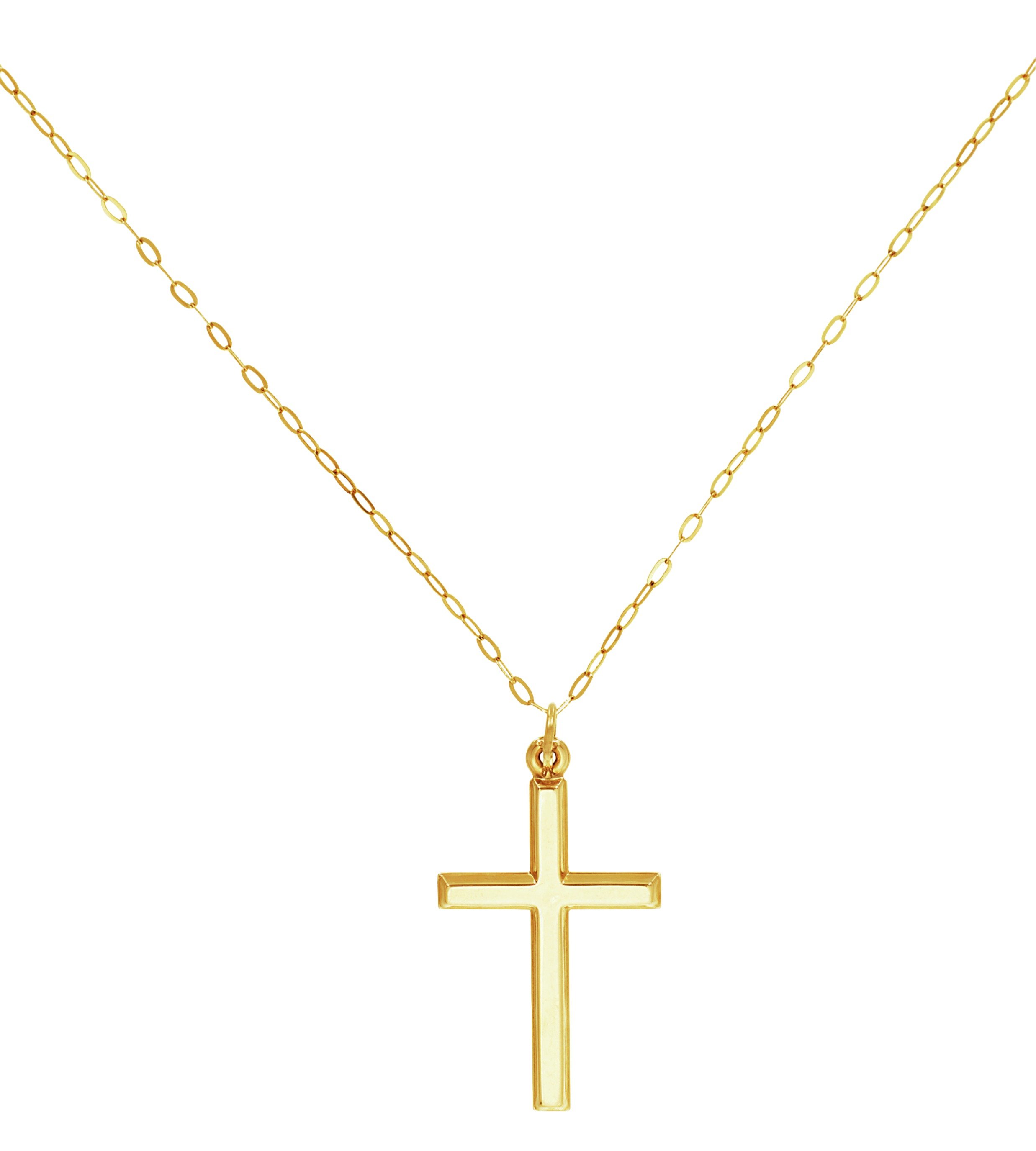 Revere 9ct Gold Double Sided Cross Pendant 16 Inch Necklace