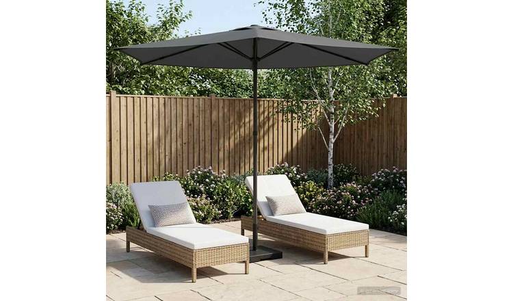 Walplus Rectangular Polyester Garden Parasol - Anthracite - 269 x 269 x 223 cm