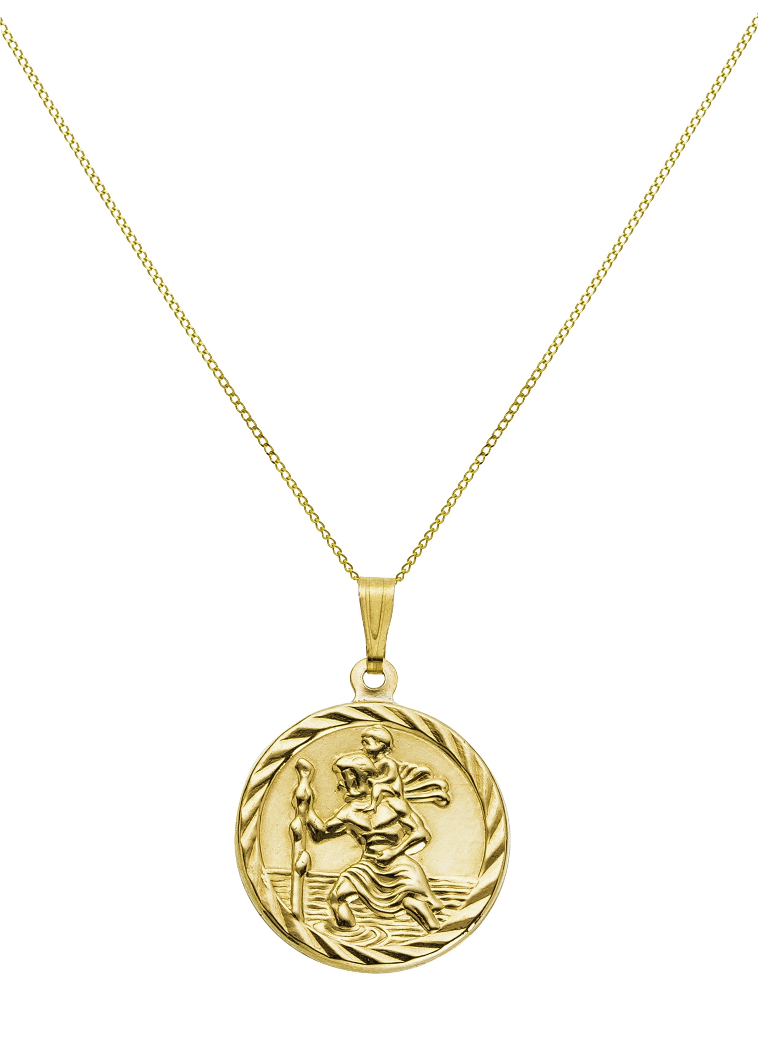 Revere 9ct Gold St. Christopher Pendant 18 Inch Necklace