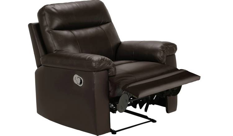 Buy Argos Home Paolo Leather Mix Manual Recliner Chair Brown Armchairs and chairs Argos