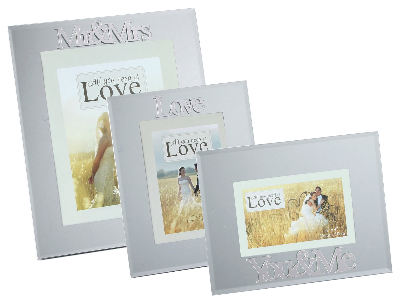 Happily Ever After Set of 3 Mirror Photo Frames