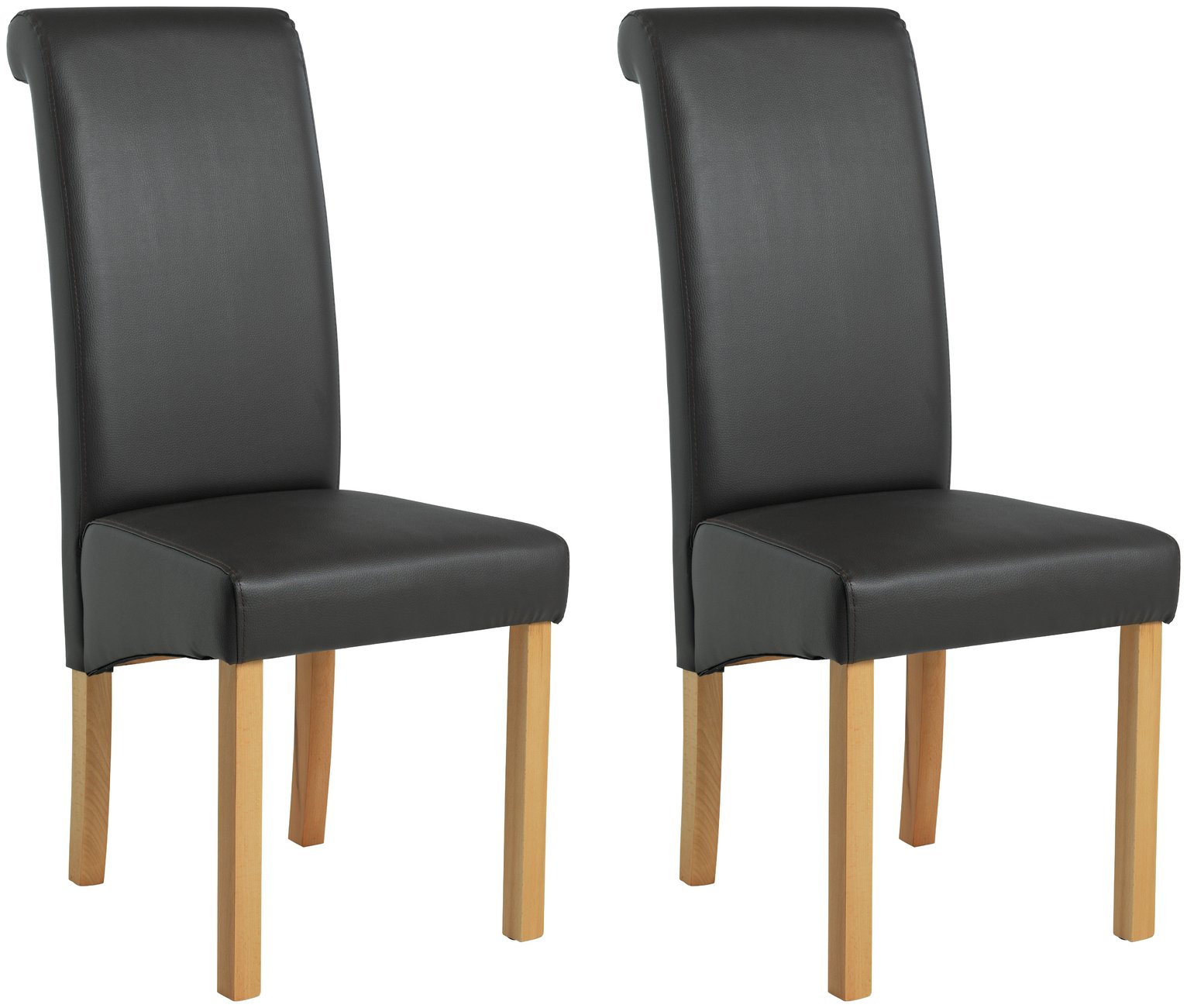 Argos Home 2 Leather Effect Scrollback Chairs - Chocolate