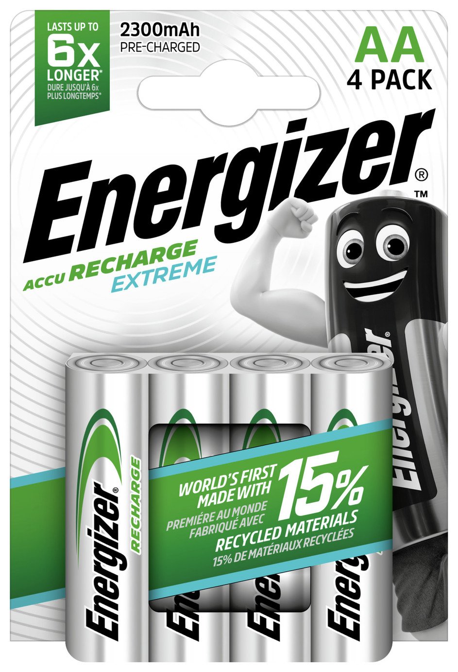 Energizer Extreme AA Rechargeable Batteries Pack of 4