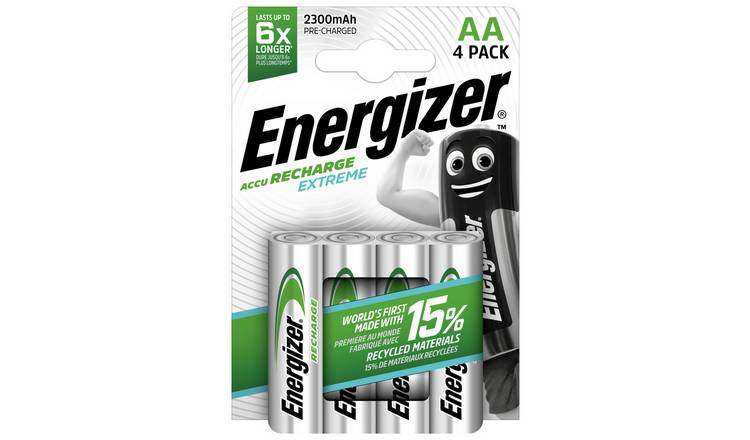 Energizer Piles Rechargeables AA, Recharge Extreme, Lot de 4