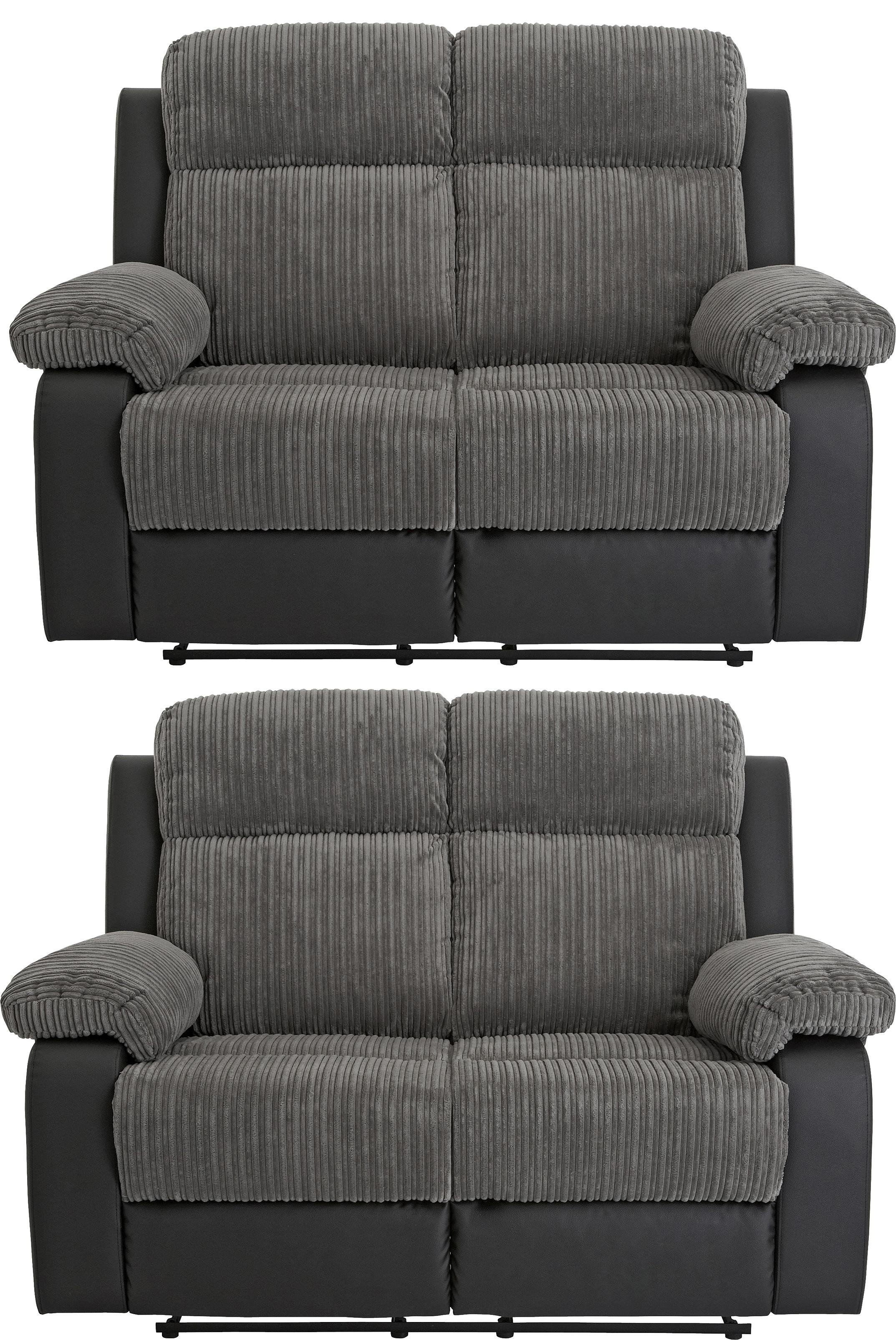 Argos Home Bradley Pair of 2 Seater Recliner Sofa Charcoal (2376622