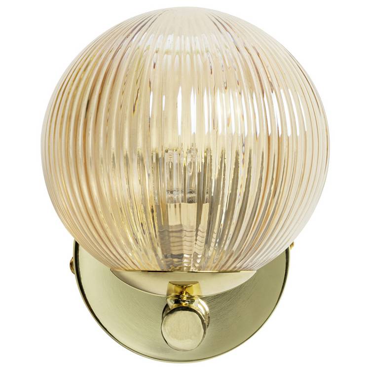 Habitat Globe Ribbed Glass Metal Wall Light - Champagne 0