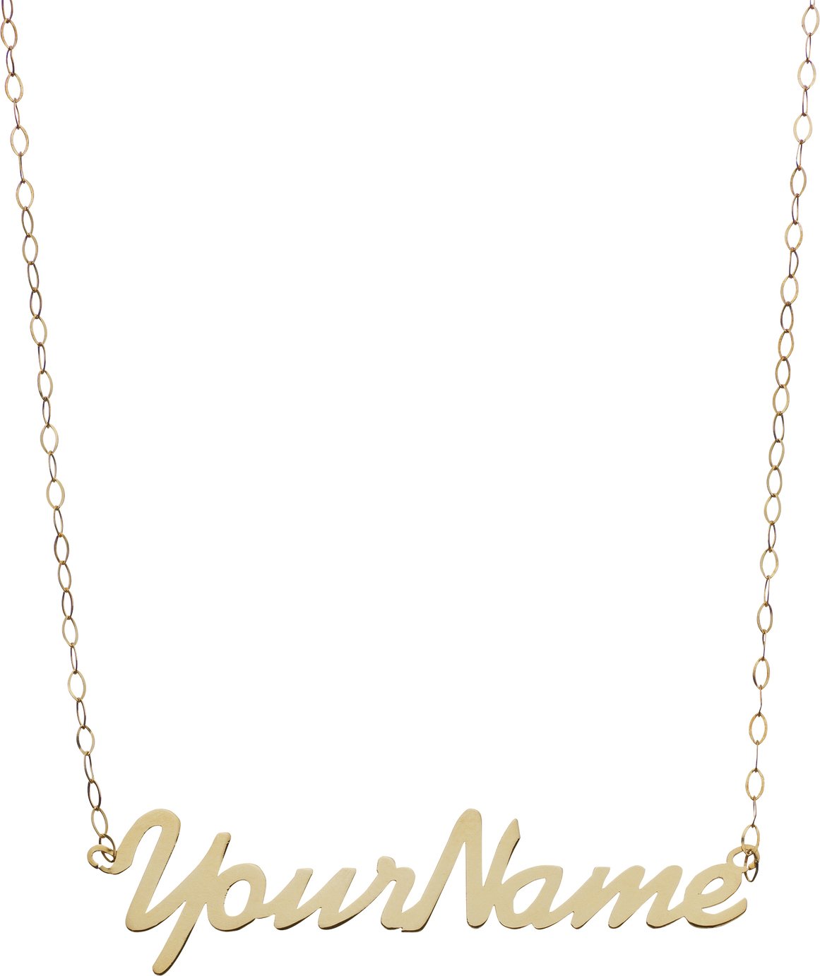 Moon & Back 9ct Gold Name Plate 16 Inch Necklace