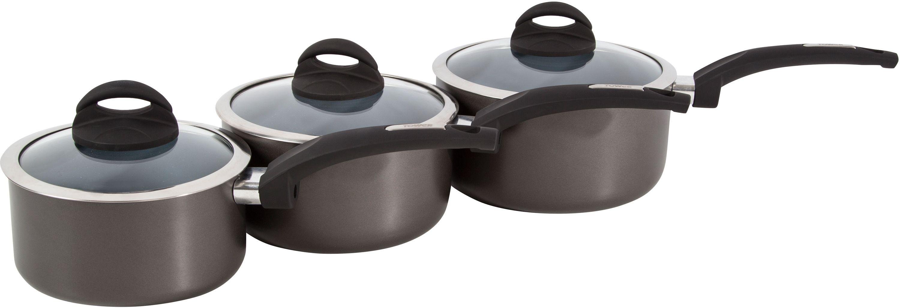 Tower 3 Piece Ceramic Non-Stick Pan Set - Graphite