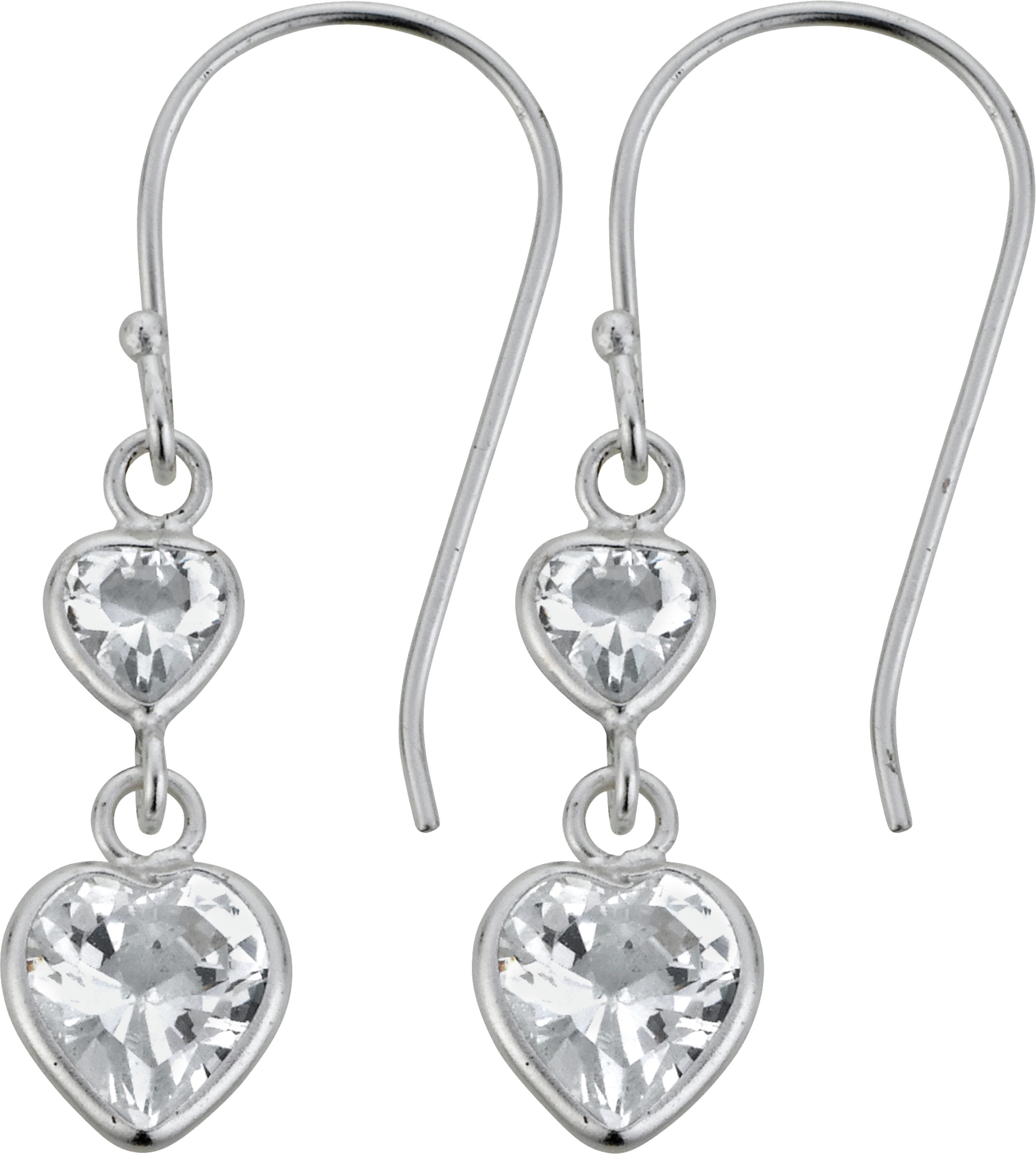 Revere Sterling Silver Cubic Zirconia Heart Drop Earrings